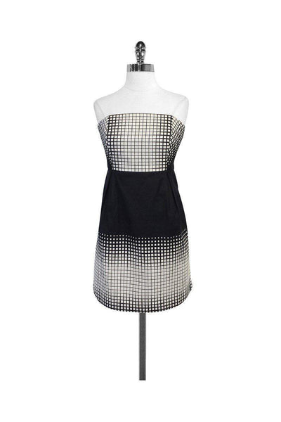Current Boutique-Tibi - Black & White Square Print Strapless Dress Sz 12