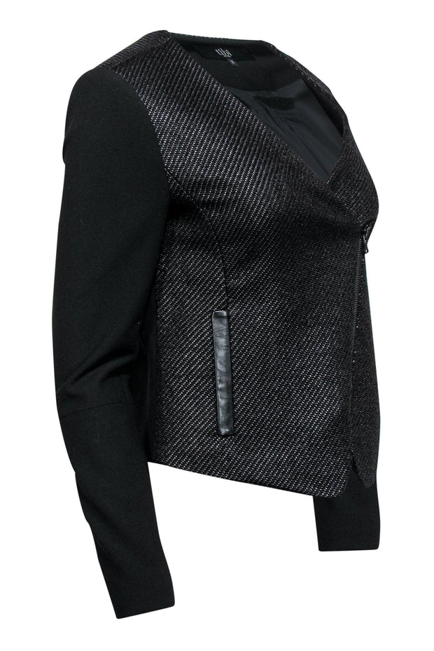 Current Boutique-Tibi - Black Woven Moto-Style Jacket Sz 2