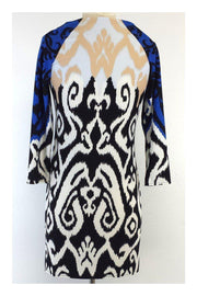 Current Boutique-Tibi - Blue, Black, Tan & White Swirl Print Dress Sz S