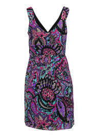 Current Boutique-Tibi - Blue & Multicolored Metallic Bohemian Print Sleeveless Fit & Flare Dress Sz 2