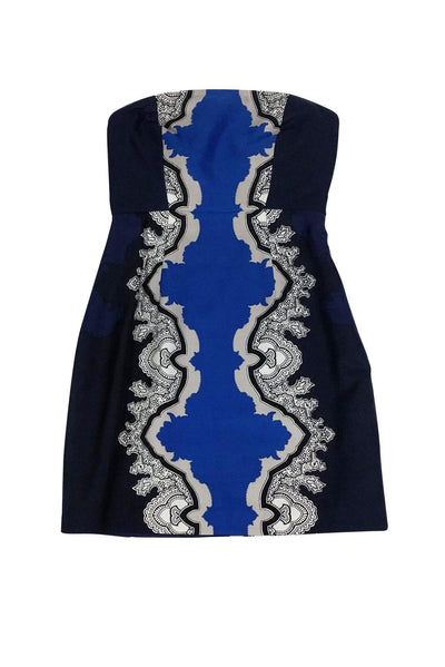 Current Boutique-Tibi - Blue Strapless Printed Dress Sz 2