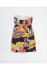 Current Boutique-Tibi - Brown, Yellow & Orange Strapless Dress Sz S
