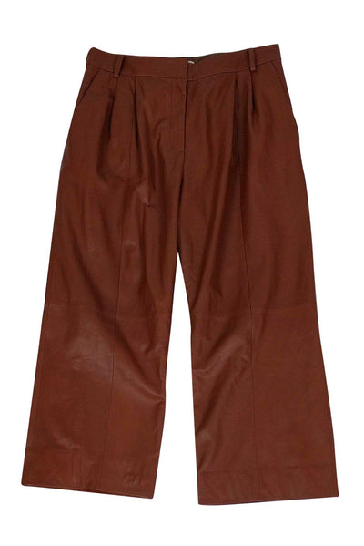Current Boutique-Tibi - Cognac Leather Wide Leg Pants Sz 10