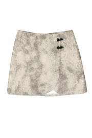 Current Boutique-Tibi - Cream & Gray Printed Wool Miniskirt w/ Latch Accents Sz 6