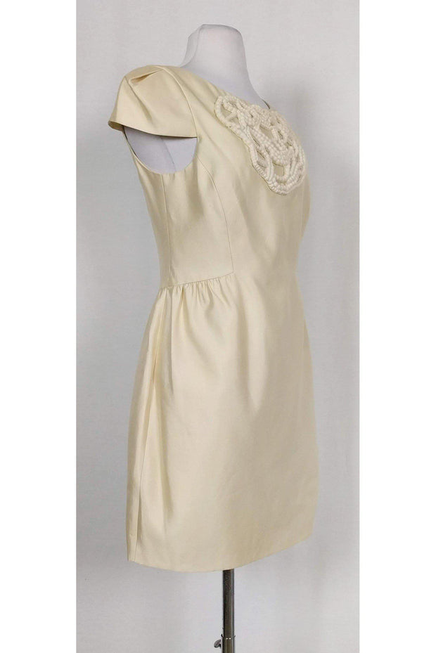 Current Boutique-Tibi - Cream Silk & Cotton Beaded Dress Sz 6