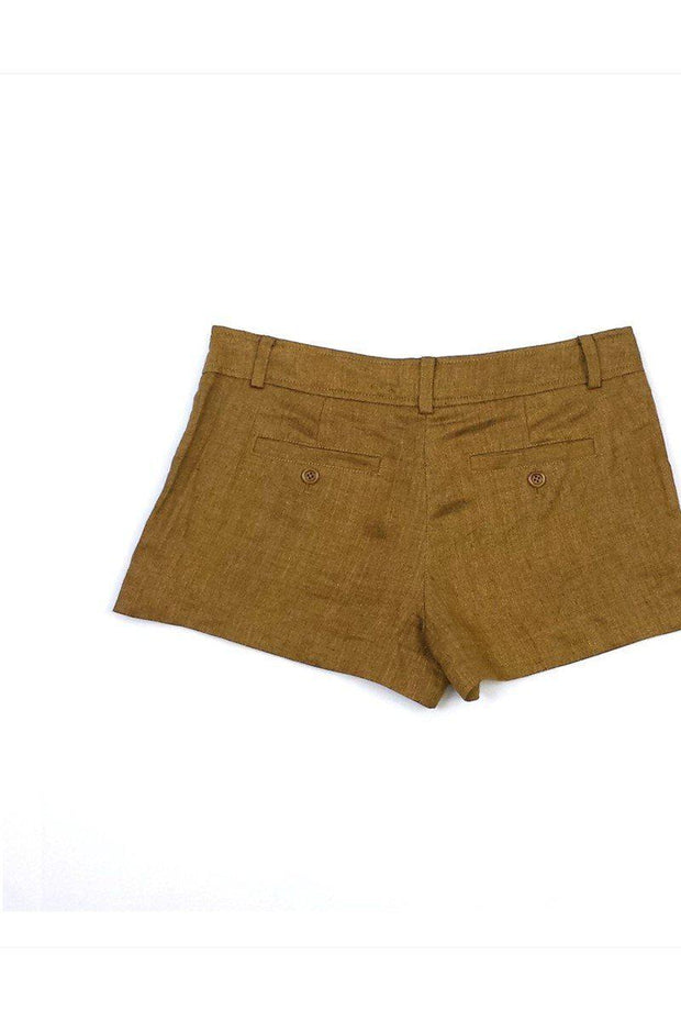 Current Boutique-Tibi - Gold Herringbone Linen Shorts Sz 0