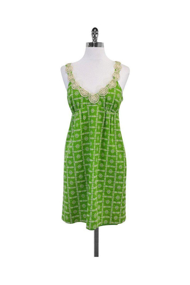 Current Boutique-Tibi - Green & Cream Floral Embroidered Dress Sz 2