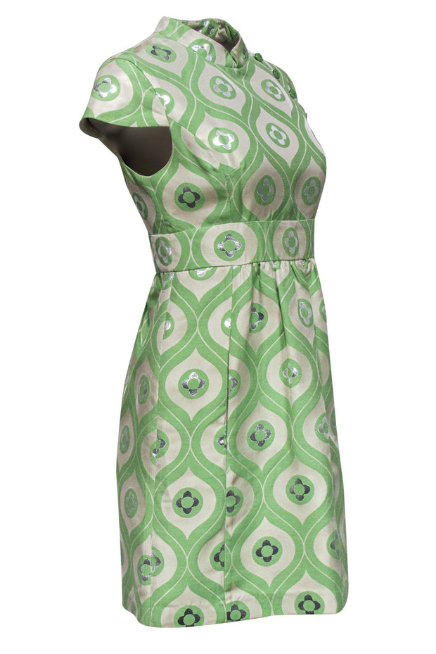 Current Boutique-Tibi - Green Floral Brocade Dress w/ Buttons Sz 4