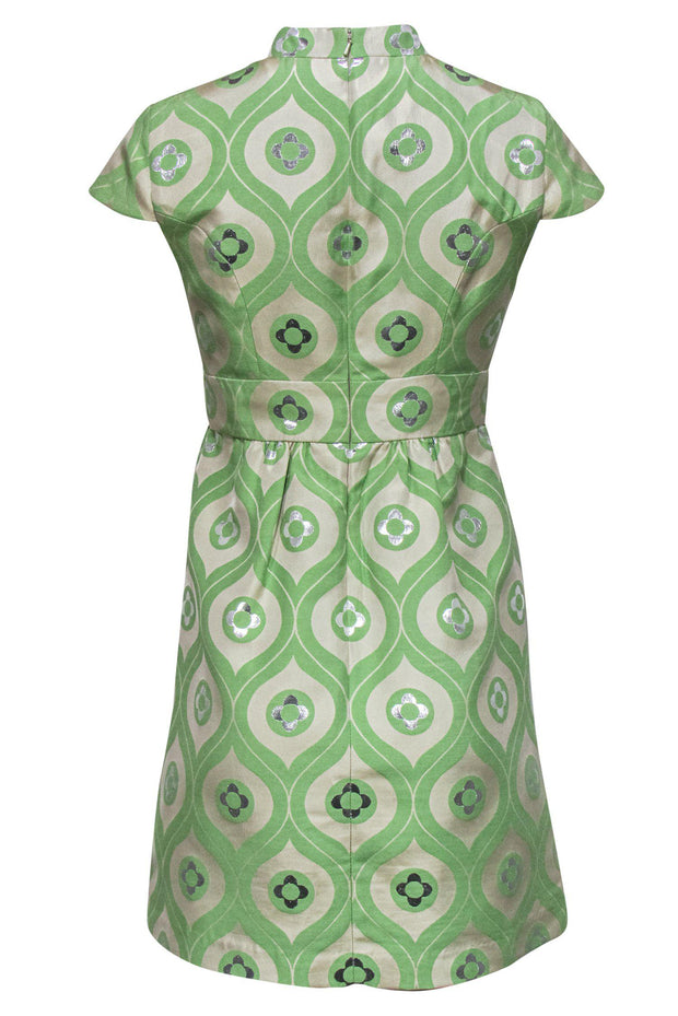 Current Boutique-Tibi - Green Floral Brocade Dress w/ Buttons Sz 4