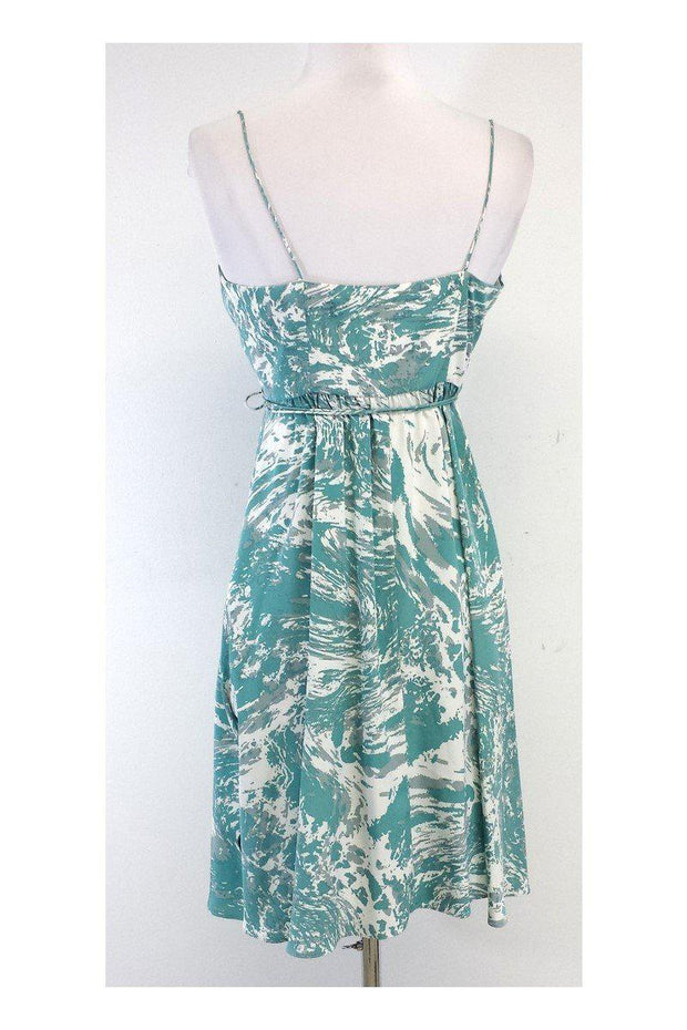 Current Boutique-Tibi - Green & Grey Abstract Print Silk Wrap Dress Sz 4