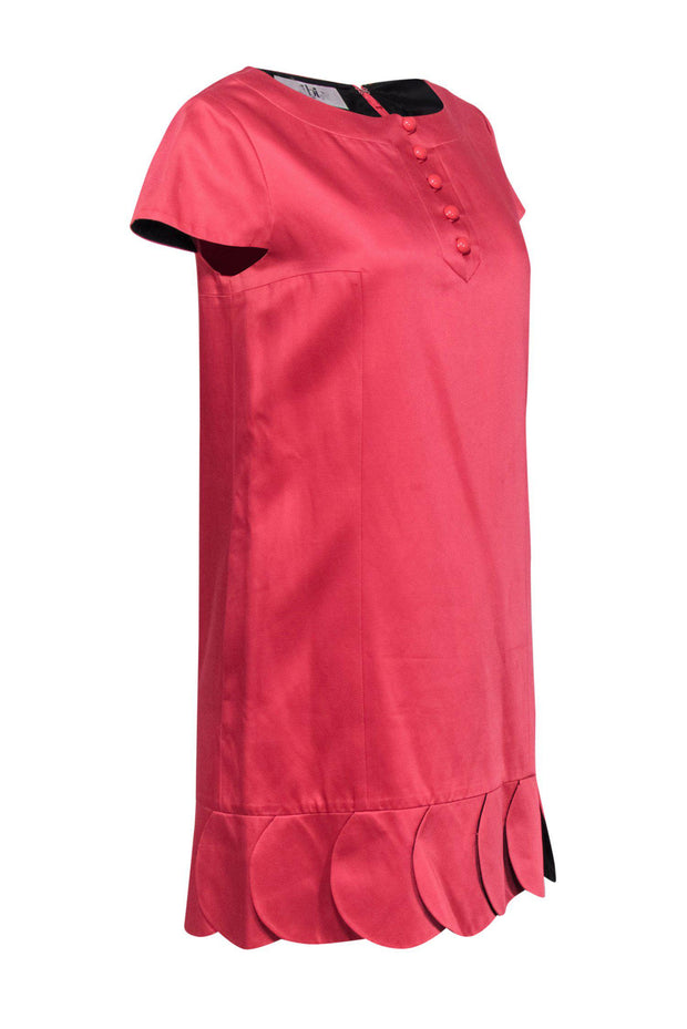 Current Boutique-Tibi - Hot Pink Cap Sleeve Shift Dress w/ Scalloped Hem Sz 8