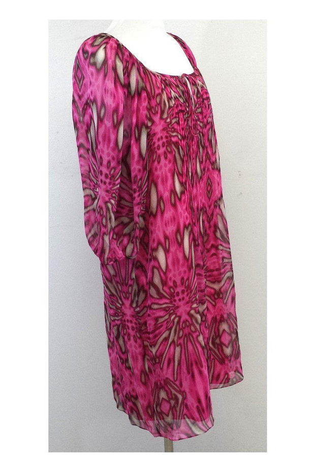 Current Boutique-Tibi - Hot Pink Print Bishop Sleeve Dress Sz 2