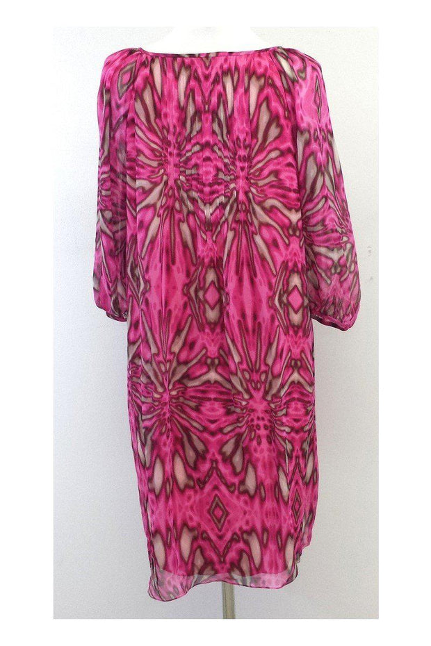 Current Boutique-Tibi - Hot Pink Print Bishop Sleeve Dress Sz 2