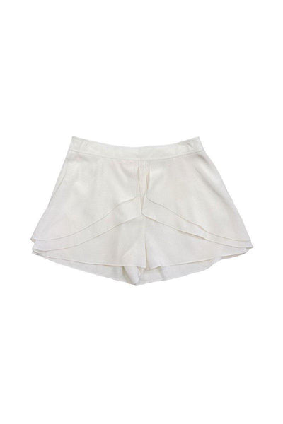 Current Boutique-Tibi - Ivory Silk Ruffle Shorts Sz 6