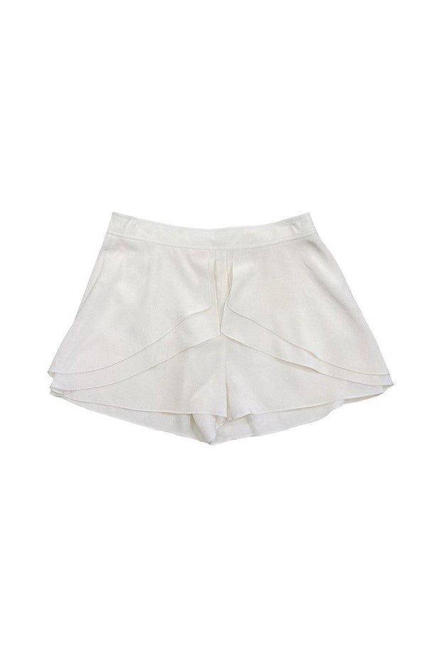 Current Boutique-Tibi - Ivory Silk Ruffle Shorts Sz 6