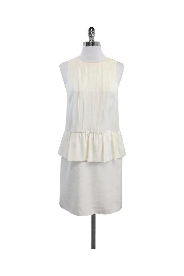 Current Boutique-Tibi - Ivory Sleeveless Drop Waist Ruffle Dress Sz 2