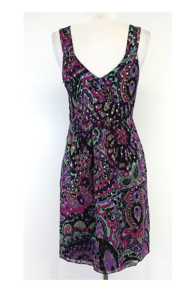 Current Boutique-Tibi - Multicolor Abstract Print V-Neck Dress Sz 4
