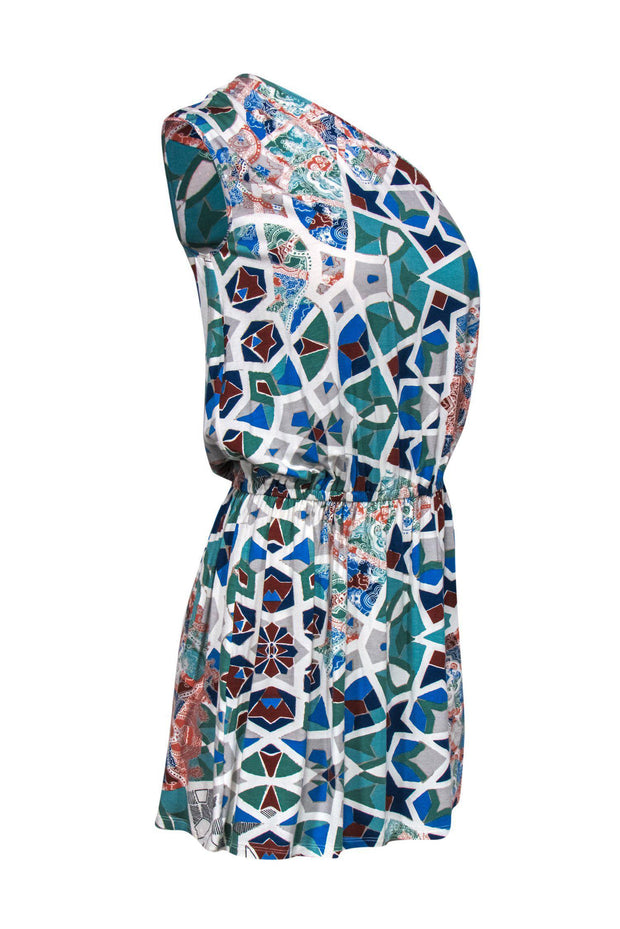 Current Boutique-Tibi - Multicolor Mosaic Print One-Shoulder Dress Sz XS
