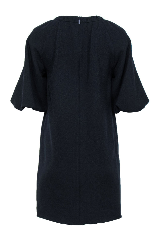Current Boutique-Tibi - Navy Textured Shift Dress w/ Puffed Sleeves Sz 0