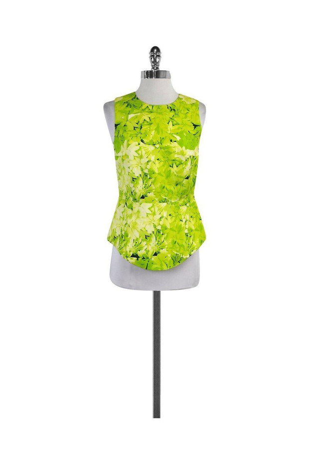 Current Boutique-Tibi - Neon Green Floral Sleeveless Top Sz 4