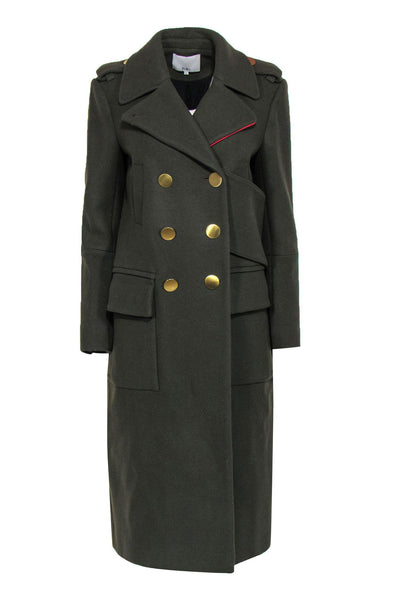 Current Boutique-Tibi - Olive Wool Blend Military Trench Coat w/ Oversized Buttons Sz 6