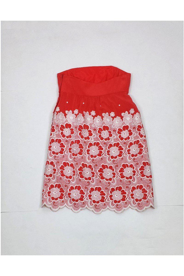 Current Boutique-Tibi - Orange Floral Embroidered Strapless Dress Sz 4