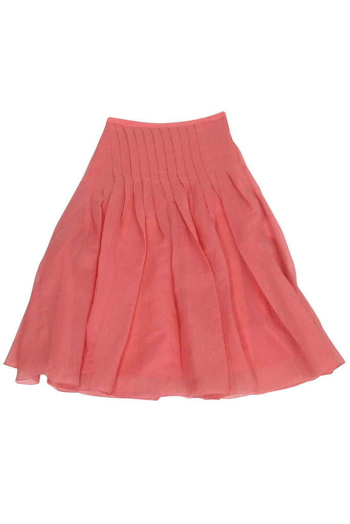 Tibi Peach Pleated Full Skirt 2 – Current