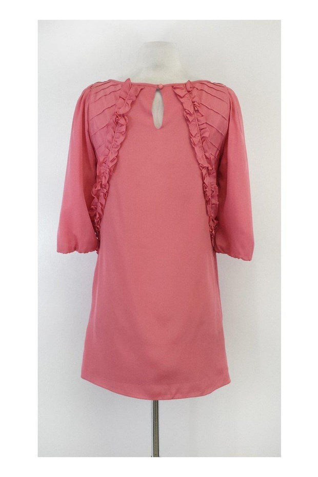 Current Boutique-Tibi - Pink 3/4 Sleeve Ruffle Silk Shift Dress Sz 2