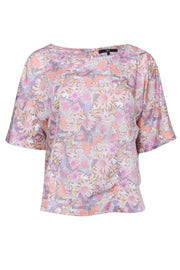 Current Boutique-Tibi - Pink Floral Print Short Sleeve Blouse Sz XS