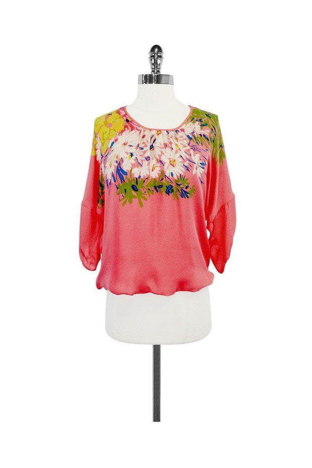 Current Boutique-Tibi - Pink Floral Print Silk Top Sz XS