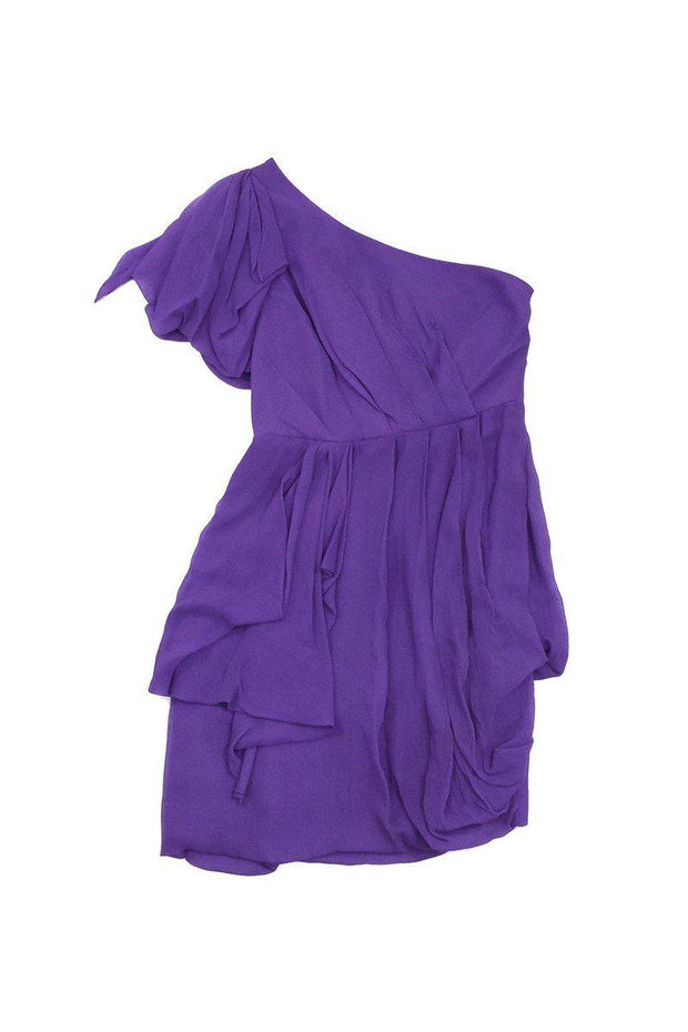 Current Boutique-Tibi - Purple Chiffon Gathered One Shoulder Dress Sz 2