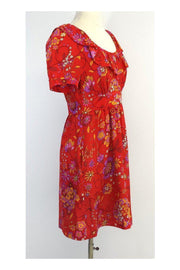 Current Boutique-Tibi - Red Floral Print Silk Dress Sz 4