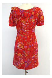 Current Boutique-Tibi - Red Floral Print Silk Dress Sz 4