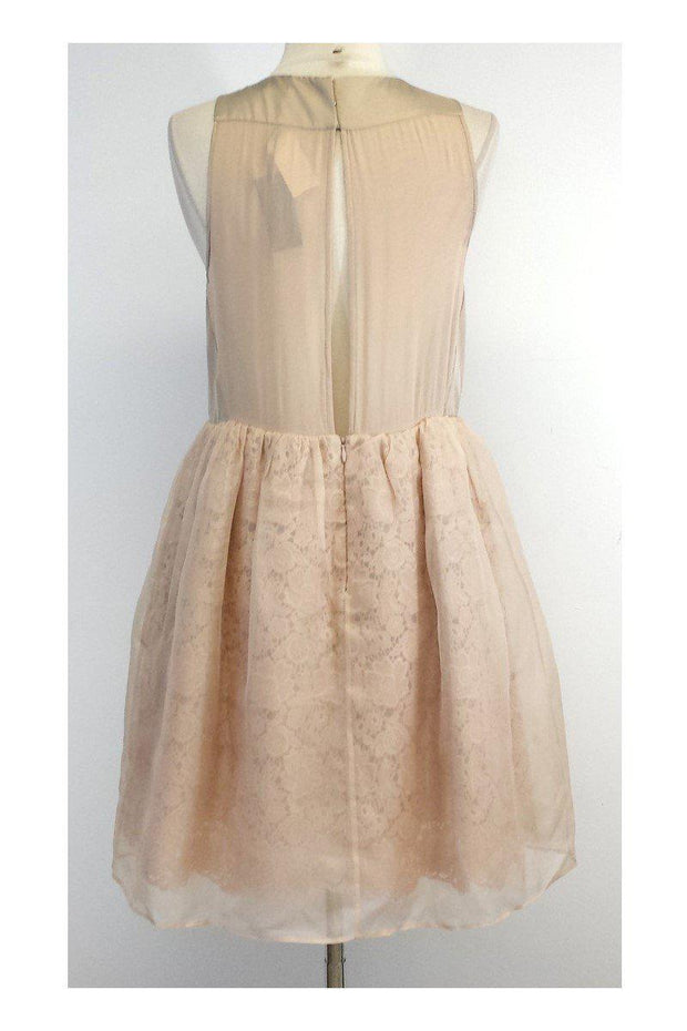 Current Boutique-Tibi - Tan Floral Crochet Cotton & Silk Sleeveless Dress Sz 8