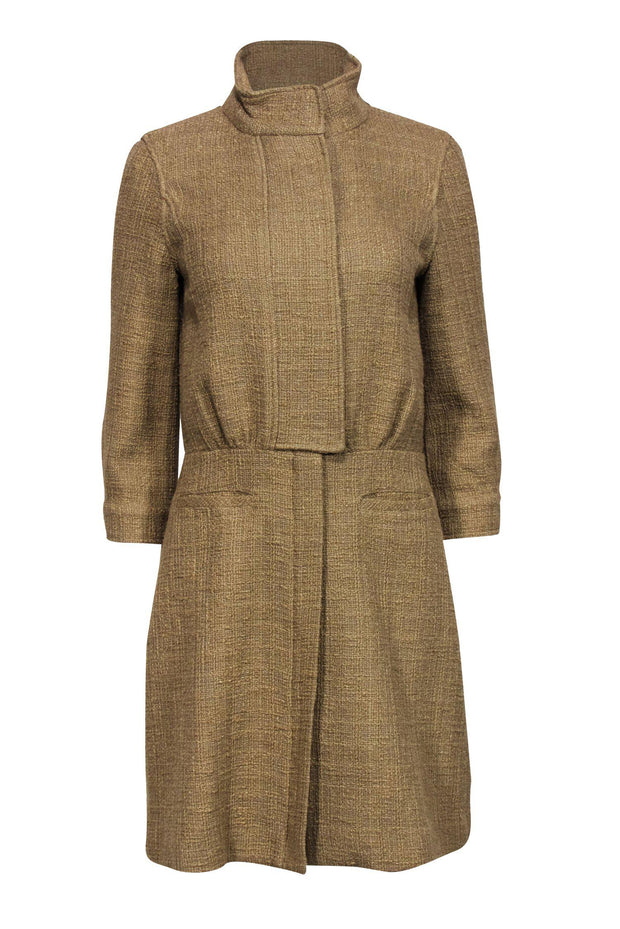 Current Boutique-Tibi - Tan Woven Tweed Longline Coat Sz 4
