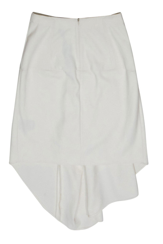 Current Boutique-Tibi - White Buttoned Pleated Pencil Skirt w/ Asymmetrical Hem Sz 2
