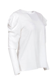 Current Boutique-Tibi - White Cold Shoulder Draped Sleeve Blouse Sz 2