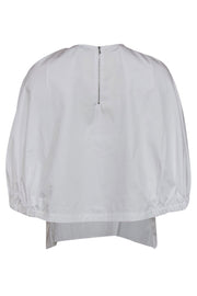 Current Boutique-Tibi - White Cotton Open Back Sleeveless Capelet Blouse Sz 0