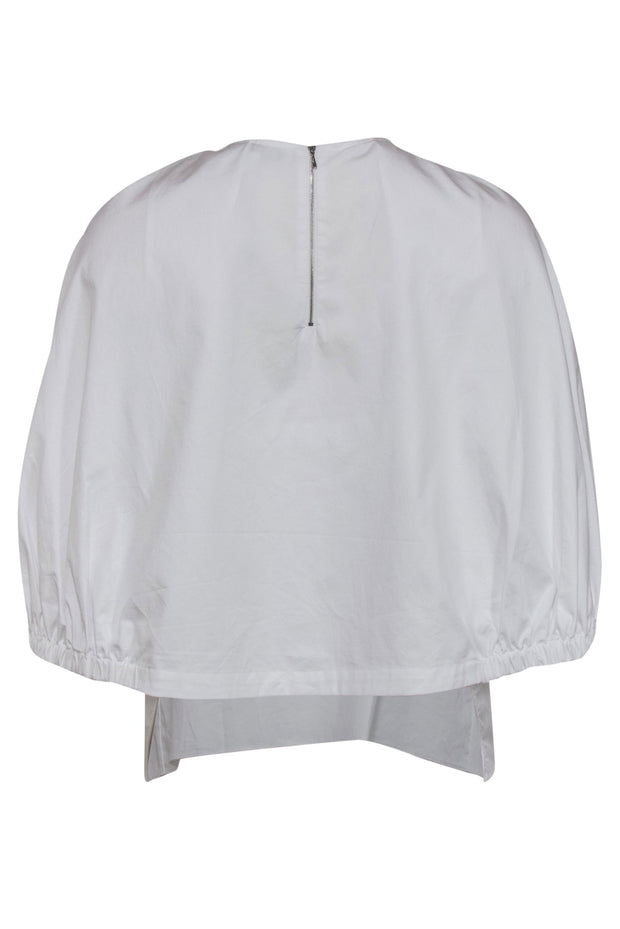 Current Boutique-Tibi - White Cotton Open Back Sleeveless Capelet Blouse Sz 0