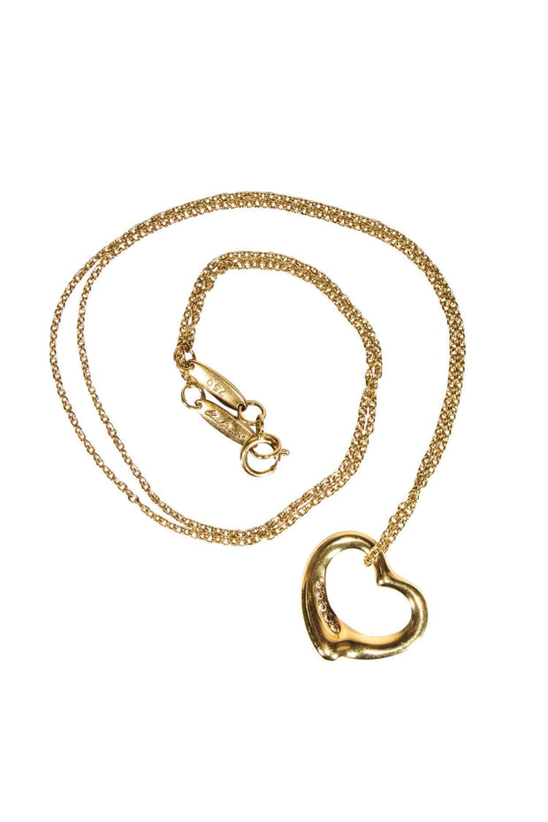Current Boutique-Tiffany & Co. - 18K Gold Open Heart Necklace w/ Diamonds