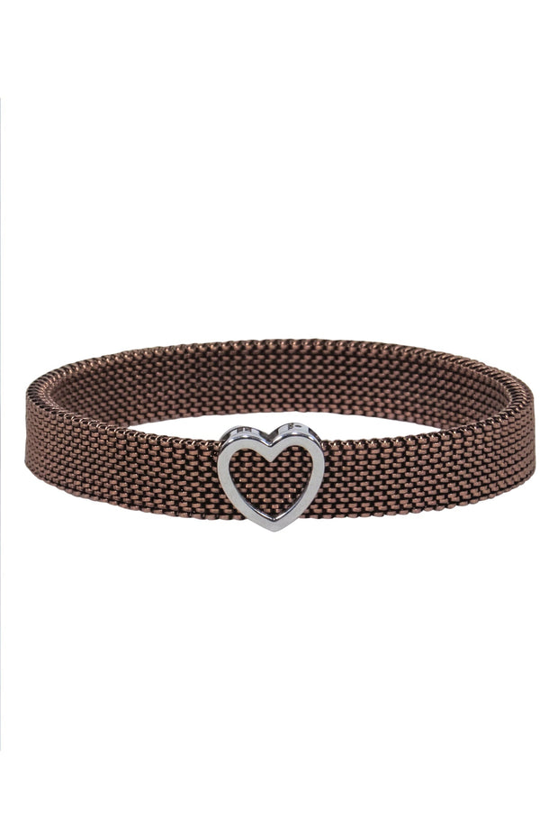 Current Boutique-Tiffany & Co. - Bronze Stretchy Chain Mesh "Somerset" Bracelet w/ Heart