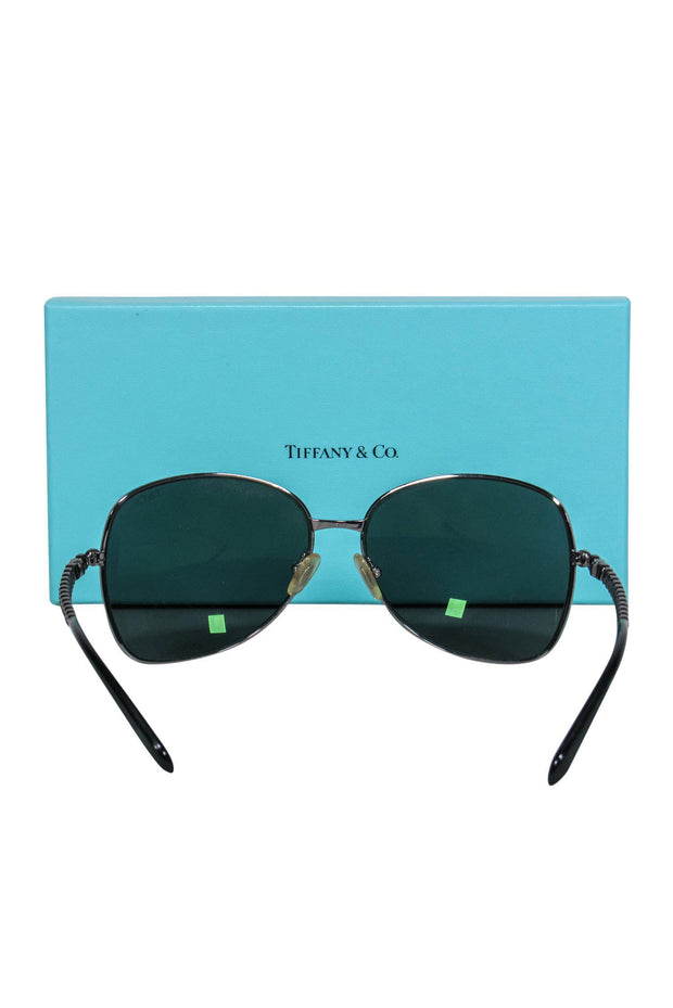 Current Boutique-Tiffany & Co. - Dark Silver & Green Sunglasses w/ Swarovski Crystals