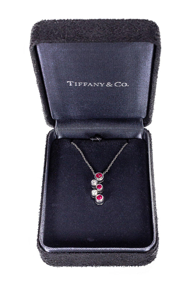 Current Boutique-Tiffany & Co. - Platinum Bubble Pendant Necklace w/ Diamonds & Rubies