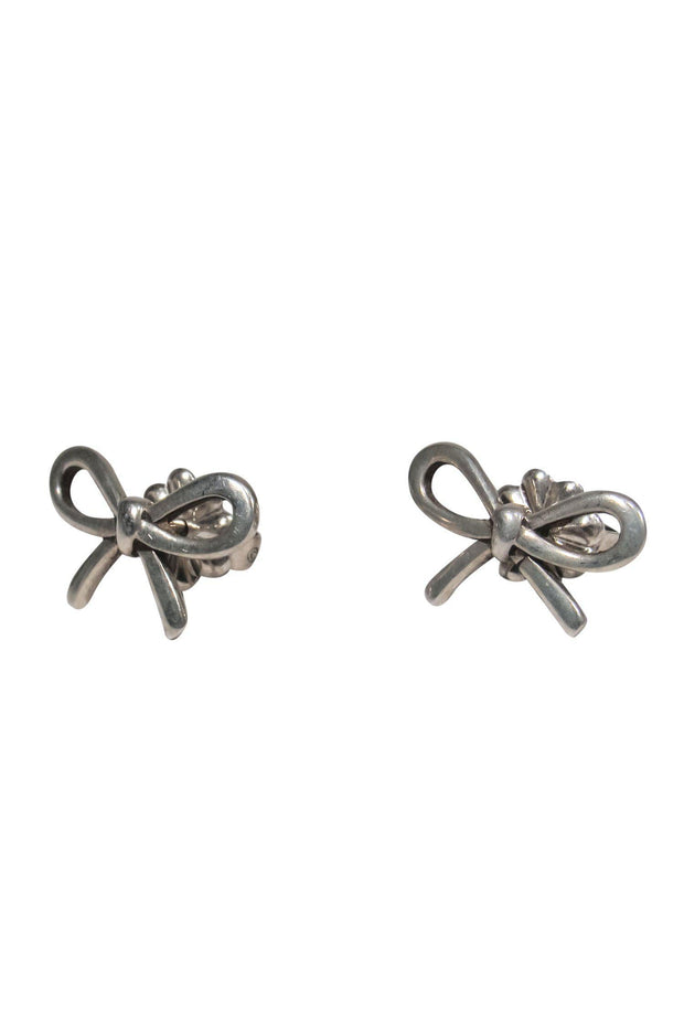 Mini B Silver Bow Earrings | 0102119 | Beaverbrooks the Jewellers