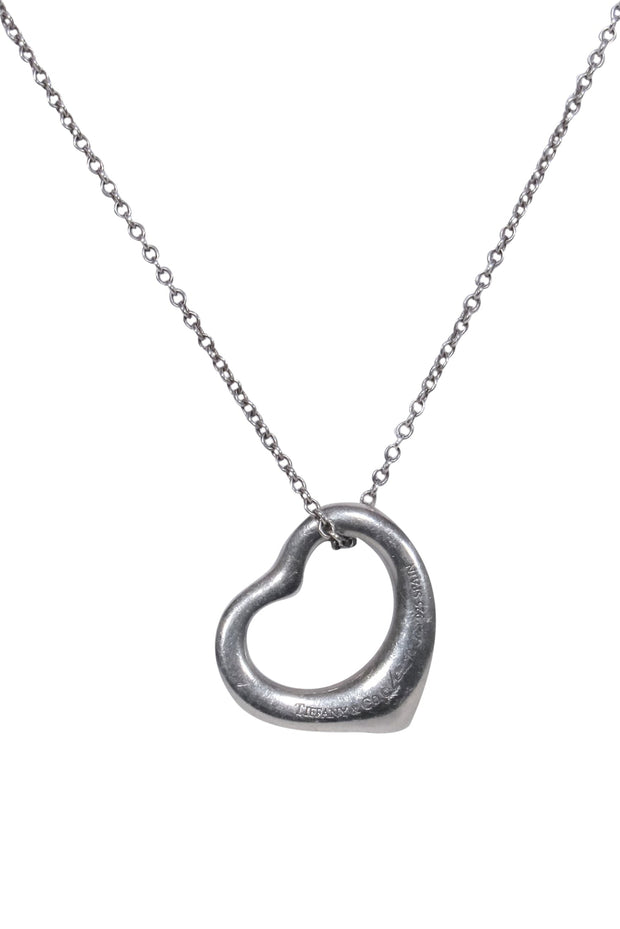 Current Boutique-Tiffany & Co. - Sterling Silver Elsa Peretti Engraved Open Heart Chain Necklace