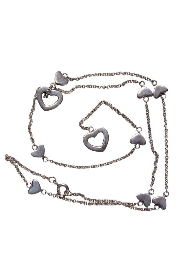 Current Boutique-Tiffany & Co. - Sterling Silver Heart Charm Lariat Necklace