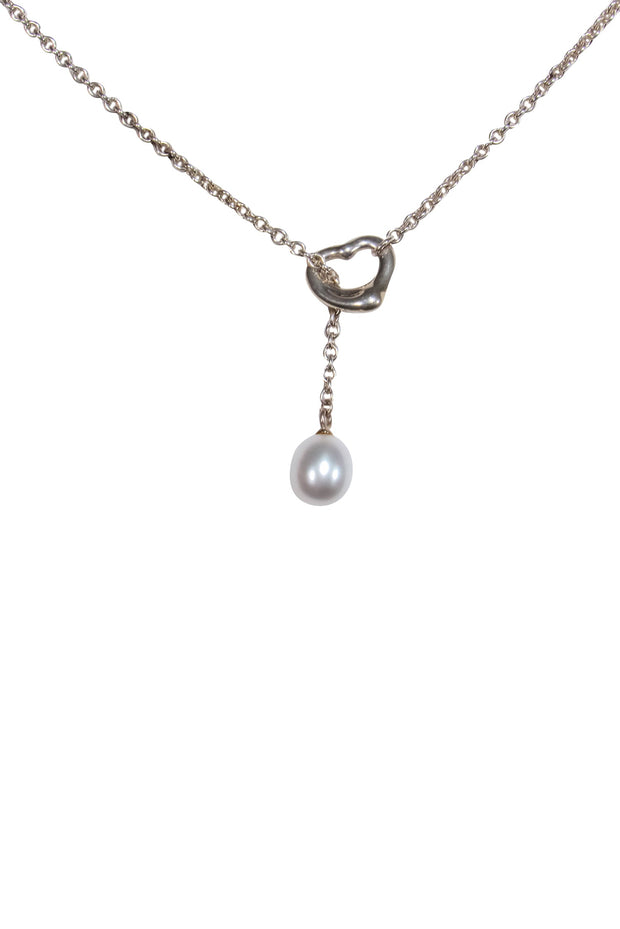 Current Boutique-Tiffany & Co. - Sterling Silver Lariat Necklace w/ Pearl & Heart
