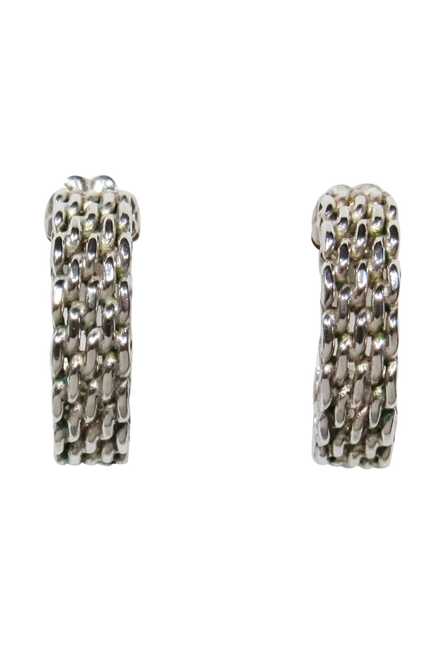 Current Boutique-Tiffany & Co. - Sterling Silver Mesh Weave Mini Hoop Earrings