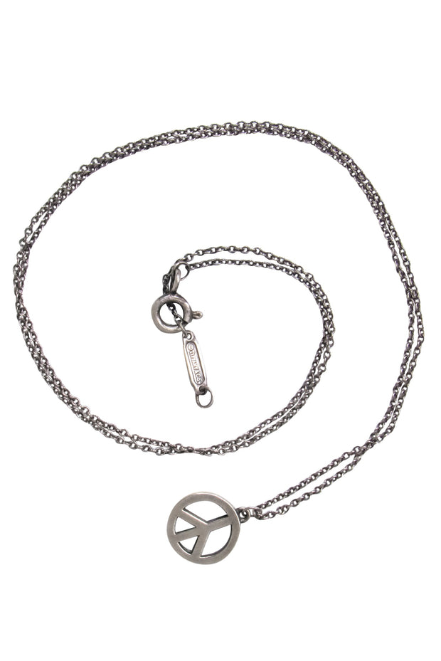 Current Boutique-Tiffany & Co. - Sterling Silver Peace Sign Pendant Necklace