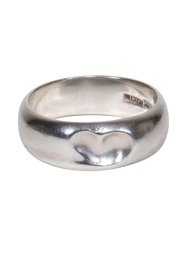 Current Boutique-Tiffany & Co. - Sterling Silver Stamped Heart Band Ring Sz 5.5